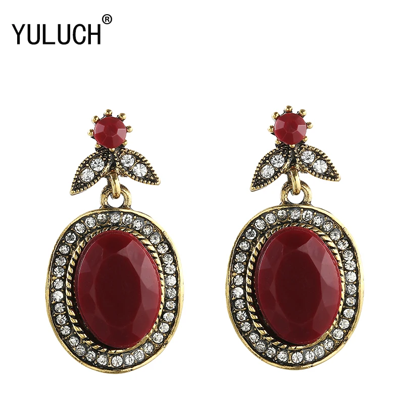 

Женские серьги-гвоздики YULUCH, винно-красные металлические стразы с камнями