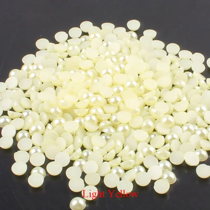 Light Yellow 1000 шт жемчужные полукруглые бусины для рукоделия, украшение для альбома, клеевые стразы с плоской задней стороной для ногтей, телефонная аппликация E - Цвет: Light Yellow
