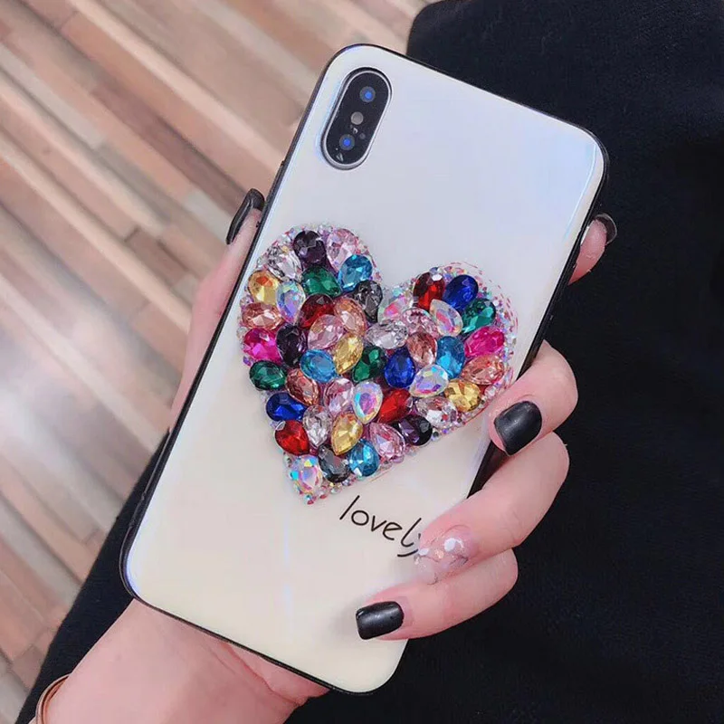 Rheinruby с украшением в виде кристаллов Стразы закаленное Стекло чехол для iPhone 6S 7 8