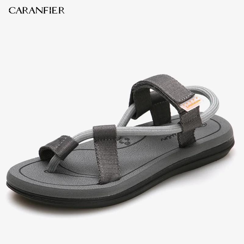 A54Gray CARANFIER/мужские сандалии; Sandalias Hombre; сандалии-гладиаторы для мужчин; летняя пляжная обувь в римском стиле; Вьетнамки; шлепанцы на плоской подошве; шлепанцы - Цвет: A54Gray