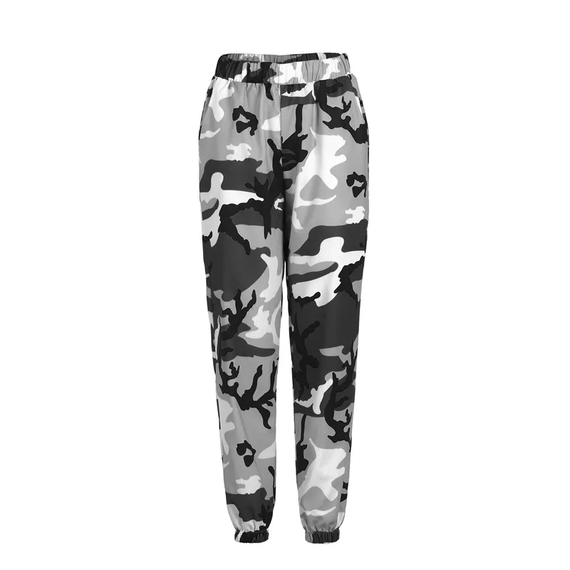 A New Fashion Chain Military Camouflage pants women Army black high waist Loose Camo Pants Trousers Street Jogger sweatpants - Цвет: A