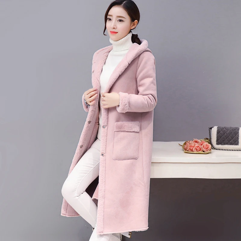 Искусственная кожа оленя плюс бархатное пальто для женщин 2020 зимняя однотонная
