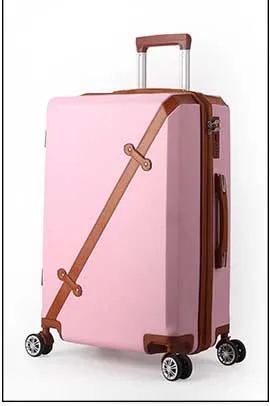pink LeTrend 28 дюймов высокая емкость ретро чемодан на колёсиках Spinner студентов пароль чемодан колеса 20 дюймов кабина тележка дорожная сумка - Цвет: pink