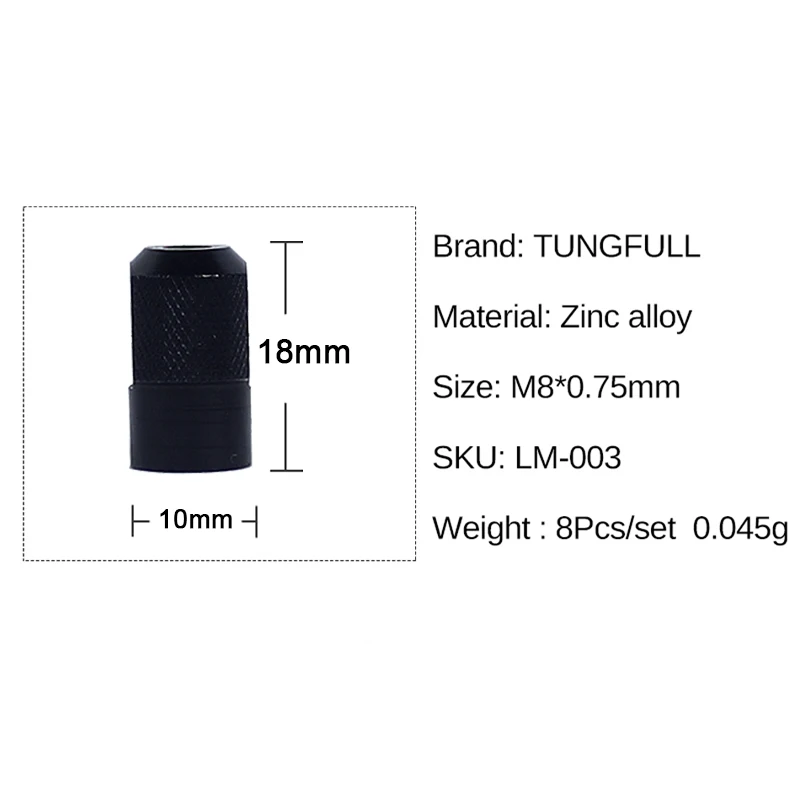 Tungfull 8 шт. цинковые гайки из сплава M8 0,75 мм Мини сверлильный патрон Dremel аксессуары для вращающихся инструментов Dremel Аксессуары для электроинструмента LM003