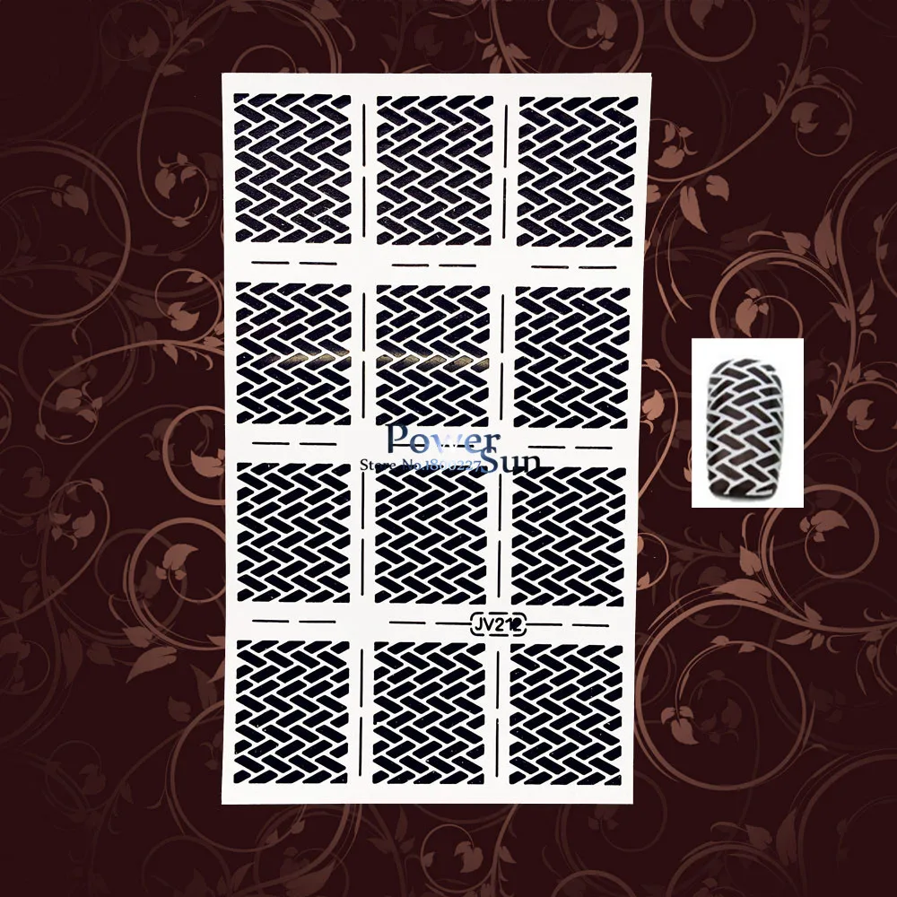 Трафарет PWJV212 для дизайна ногтей украшение в виде полой белой линии Аэрограф