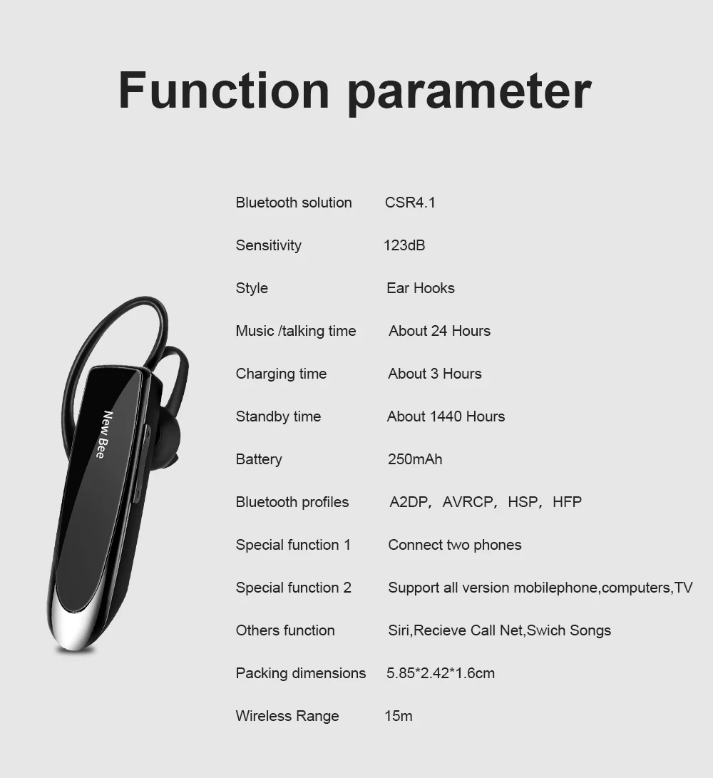 Новинка Bee bluetooth-гарнитура наушники Hands-free наушники мини беспроводные гарнитуры наушник для iPhone xiaomi