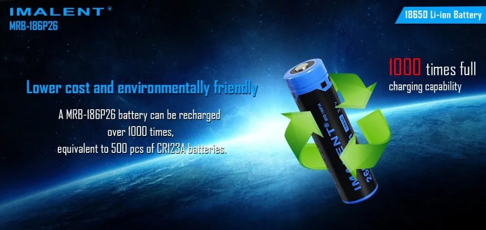 1 шт. IMALENT MRB-186P26 18650 2600mAh 3,7 v литий-ионная аккумуляторная батарея высокая производительность для светодиодных фонарей с высоким потоком