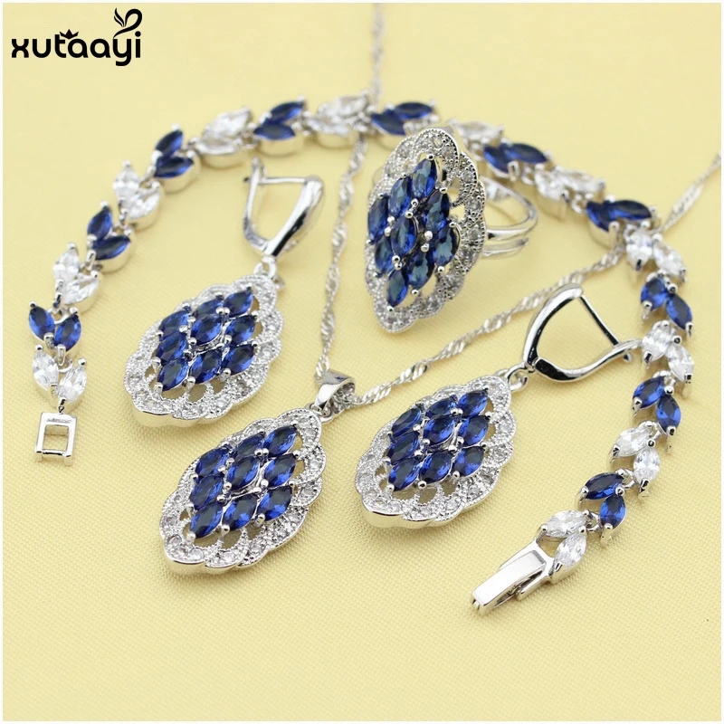 XUTAAYI высокое качество серебряный цвет женский синий циркон кулон/ожерелье