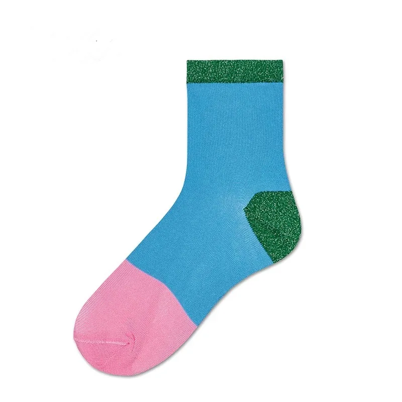 [COSPLACOOL] европейские дизайнерские блестящие носки модные золотые серебряные