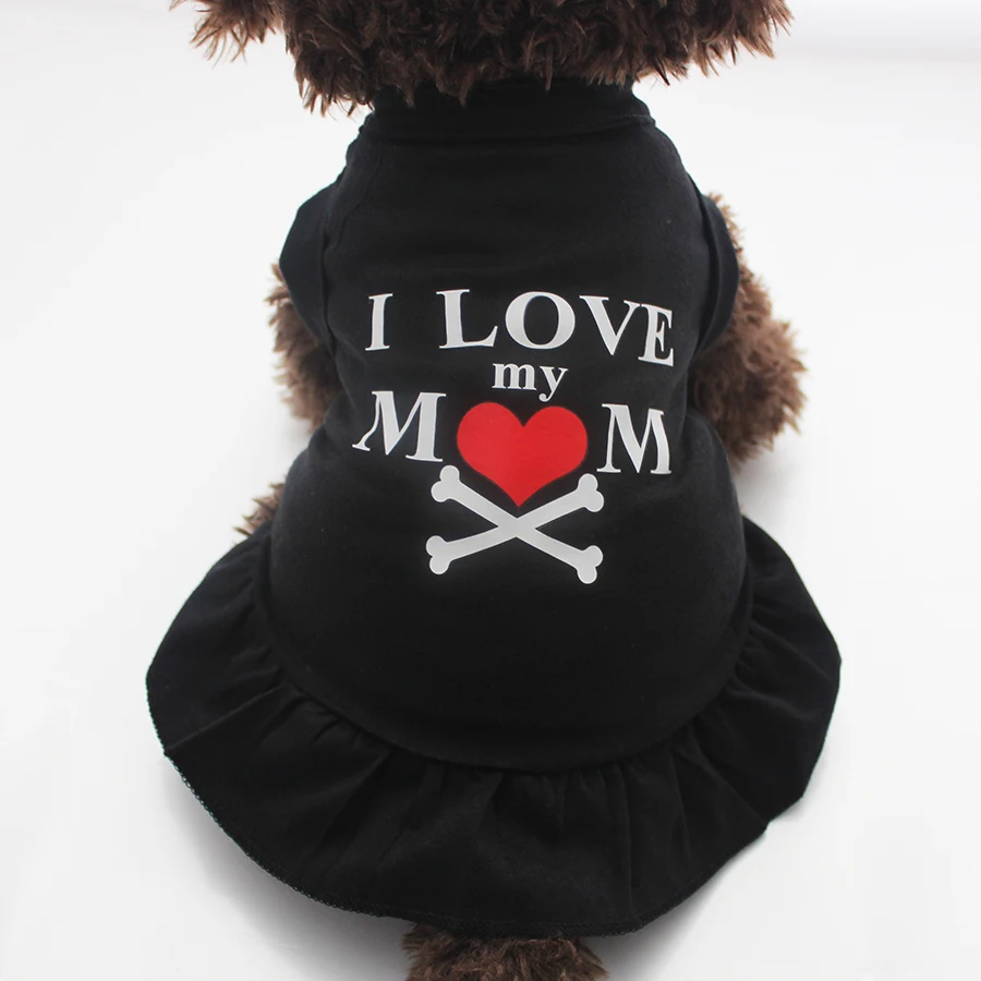 Платье для собаки жилет кошки и щенка летняя одежда из 100% хлопка дизайн Я люблю