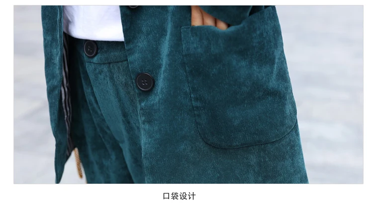 Женский вельветовый костюм из двух предметов пиджак и штаны на раннюю осень |