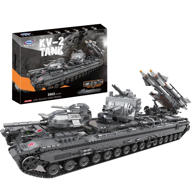В наличии XINGBAO 06006 3663 шт креативные MOC военные серии KV 2 Танк Набор Обучающие
