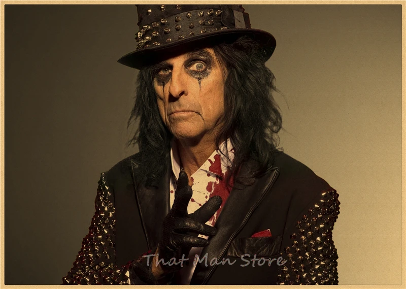ROCK Alice Cooper retro Kraft Paper Poster vintage Wall Sticker Living Room Painting bar home pub cafe decor - Color: Brown