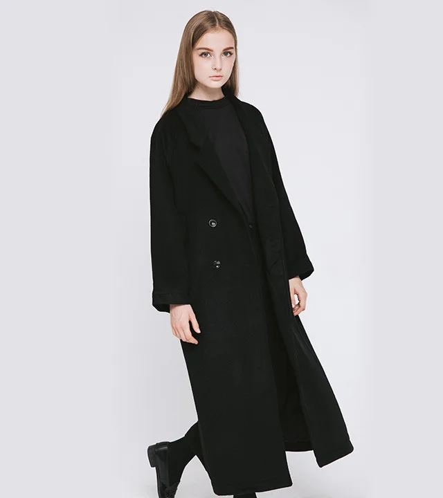 Manteau femme UK Новая мода осень/зима Женская дешевая одежда из смеси шерсти простое длинное пальто с нагрудными карманами