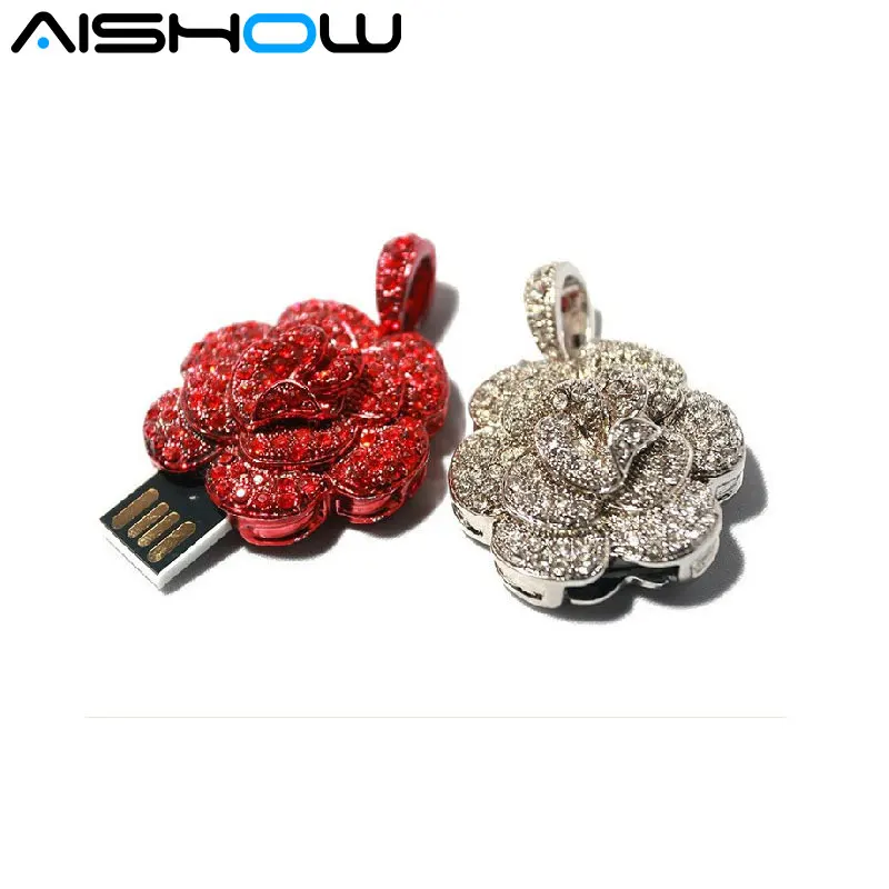 TF карта с фактическим объемом Флешка-ожерелье USB пальцевый Хрустальная роза