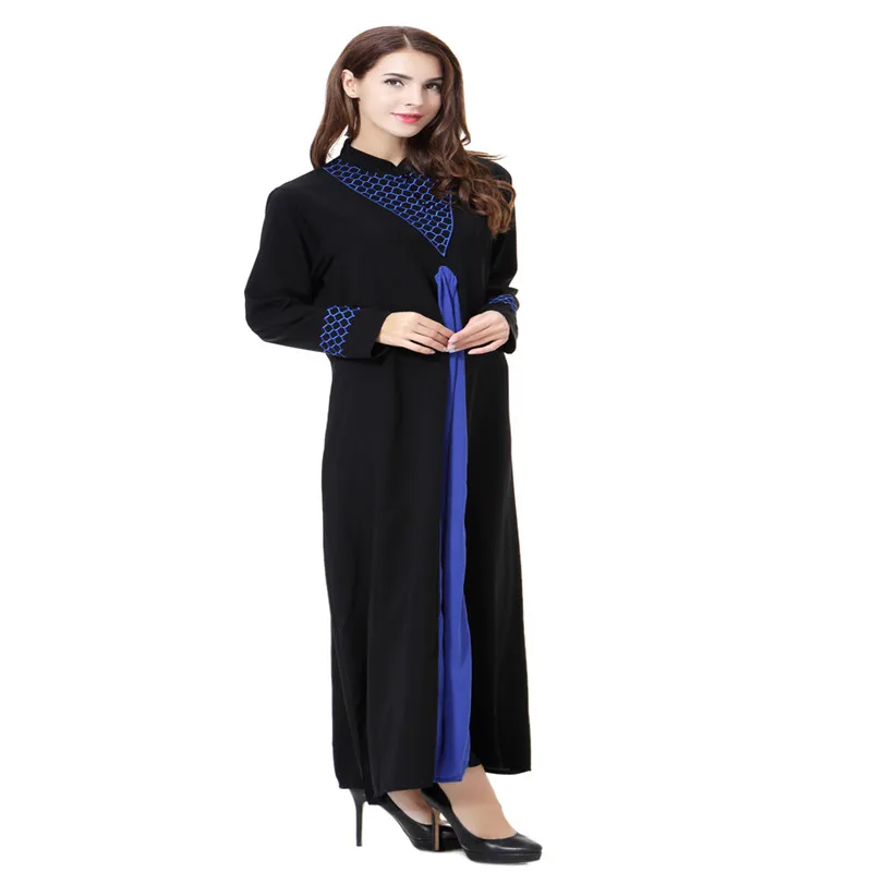 Дубай Стиль Женский длинный рукав V Nevk кафтан исламский халат Abaya арабский хлопок
