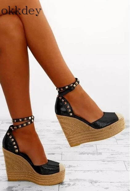 Zapatos de mujer/Новые модные пикантные туфли хит продаж женские босоножки на танкетке с