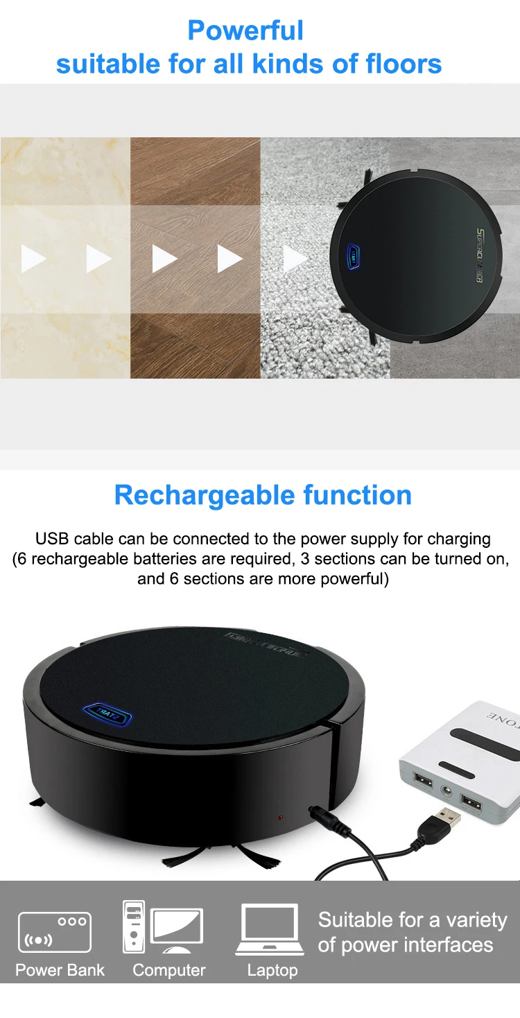 Робот-пылесос USB Перезаряжаемый робот-пылесос для подметания пола, умный Авто-индукционный подметальный пол, как показано по телевизору