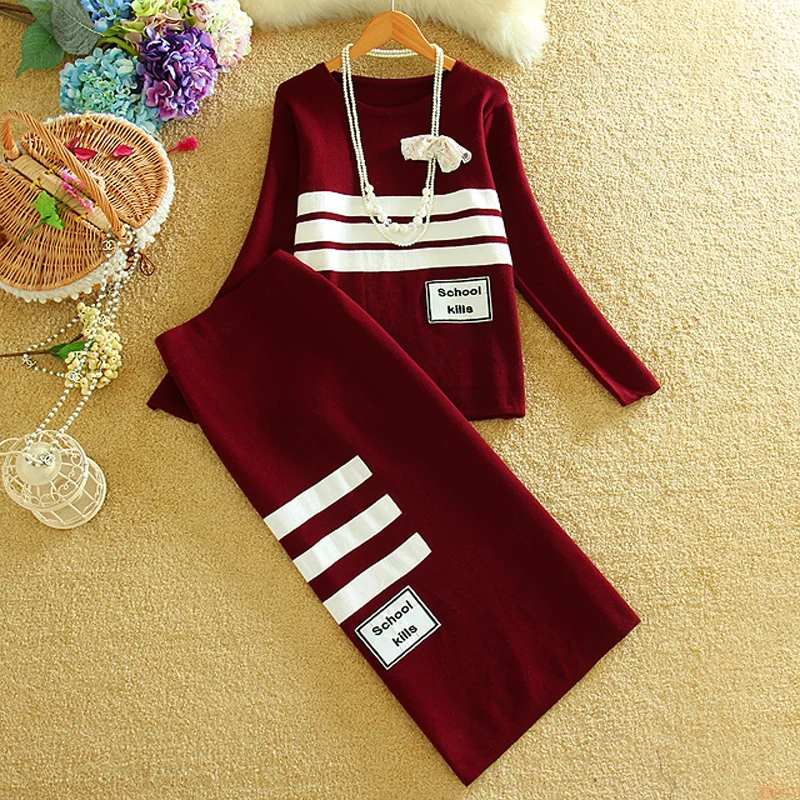 Женский трикотажный костюм с юбкой дизайнерский комплект из 2 предметов со