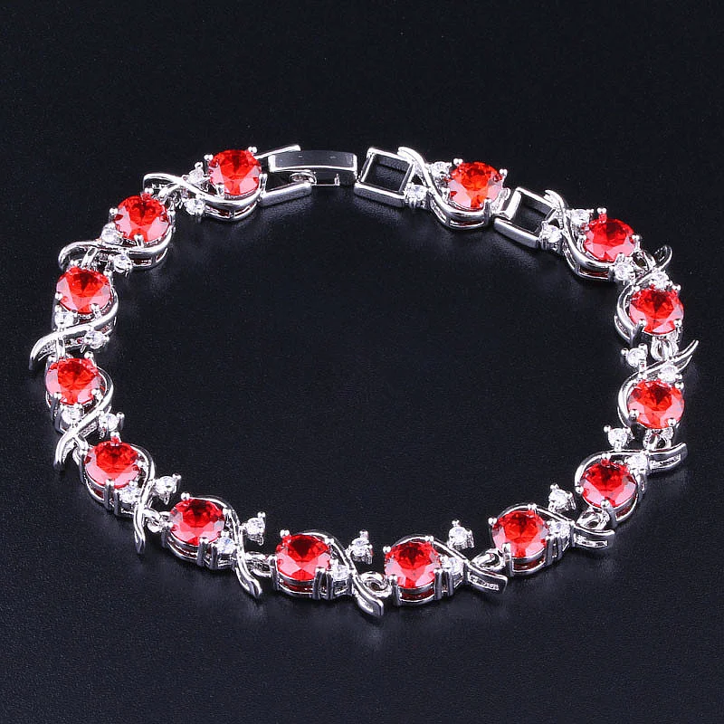 Высшее качество красивый красный Create гранат фианит серебряного цвета