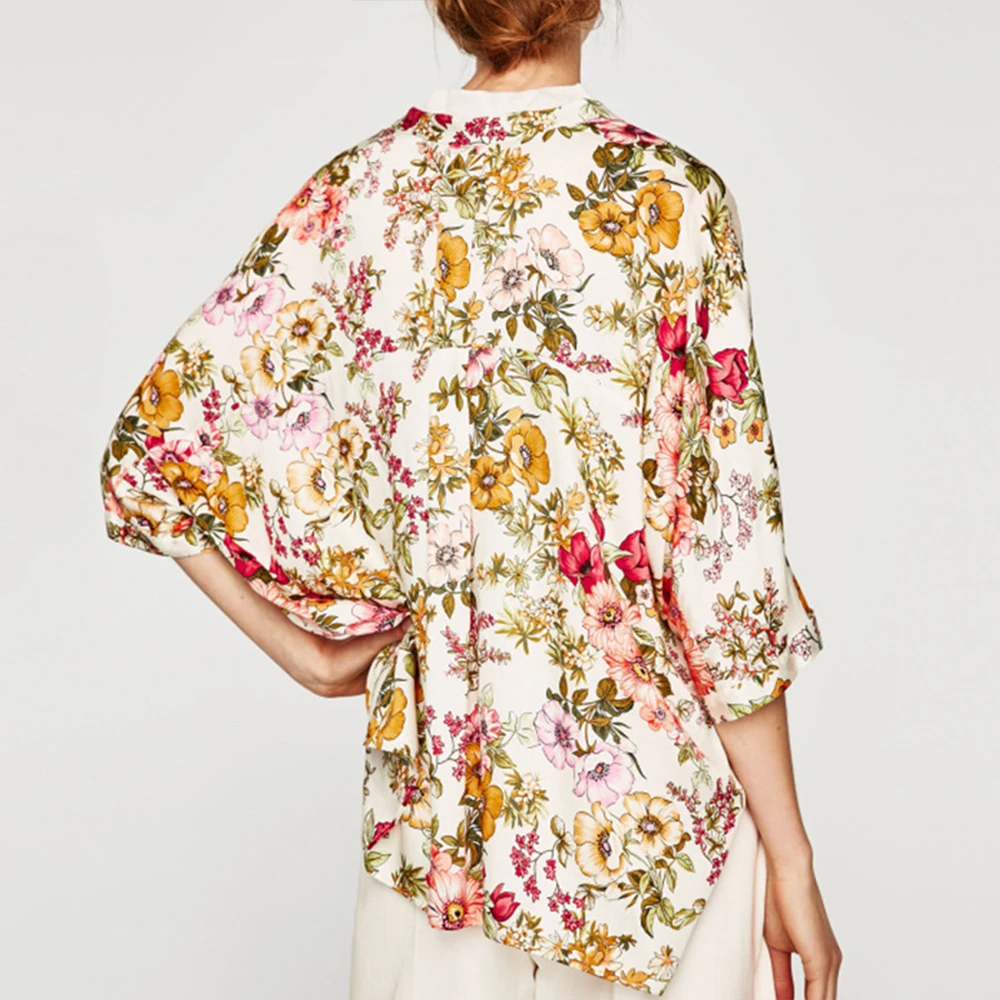 Фото TC Women Floral Printed Blouses V-neck Casual women 2017 Summer Shirts Feminino Blousas TC Women Floral Printed Blouses V-neck Casual women 2017 Summer Shirts Feminino Blousas