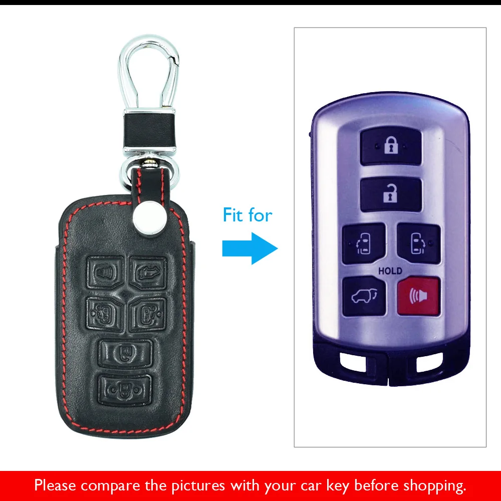 6 кнопок кожаный чехол для ключей для Toyota Sienna 2012 Tacoma Smart Keyless дистанционный брелок крышка брелок защитная сумка