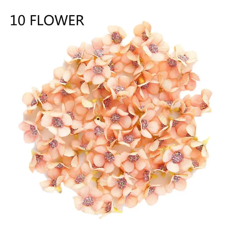Orange 10Pcs/Set 2cm Multicolor Mini Artificial Daisy Flower Heads Sunflower For Wreath DIY Scrapbooking Wedding Party Decoration - Цвет: Orange