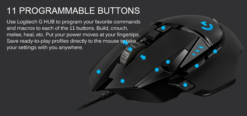 Игровая мышь logitech G502 Hero, 12000 dpi, проводная, настраиваемая, RGB, игровая мышь PROTEUS SPECTRUM с Delta Zero для всех геймеров
