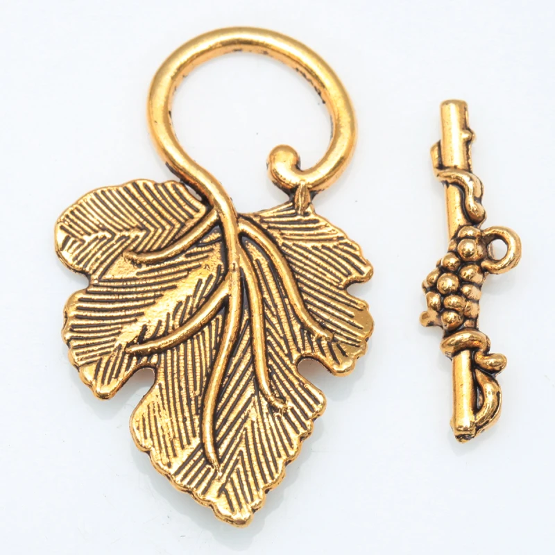 10 комплектов Серебряный/Золотой виноградный лист тумблер застежки разъемы для