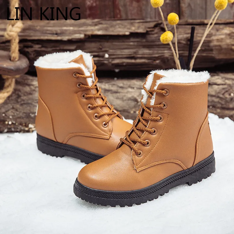Lin king/женские ботинки Водонепроницаемая зимняя обувь женские зимние на шнуровке