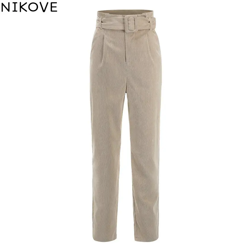 Женские длинные брюки NIKOVE повседневные вельветовые с высокой талией размер S-XL