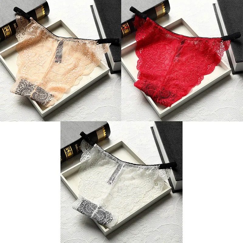 nude red white 3 шт., сексуальные кружевные трусики, женское нижнее белье, дышащие женские трусики, прозрачные трусики, новое нижнее белье для женщин BANNIROU M-XL - Цвет: nude red white