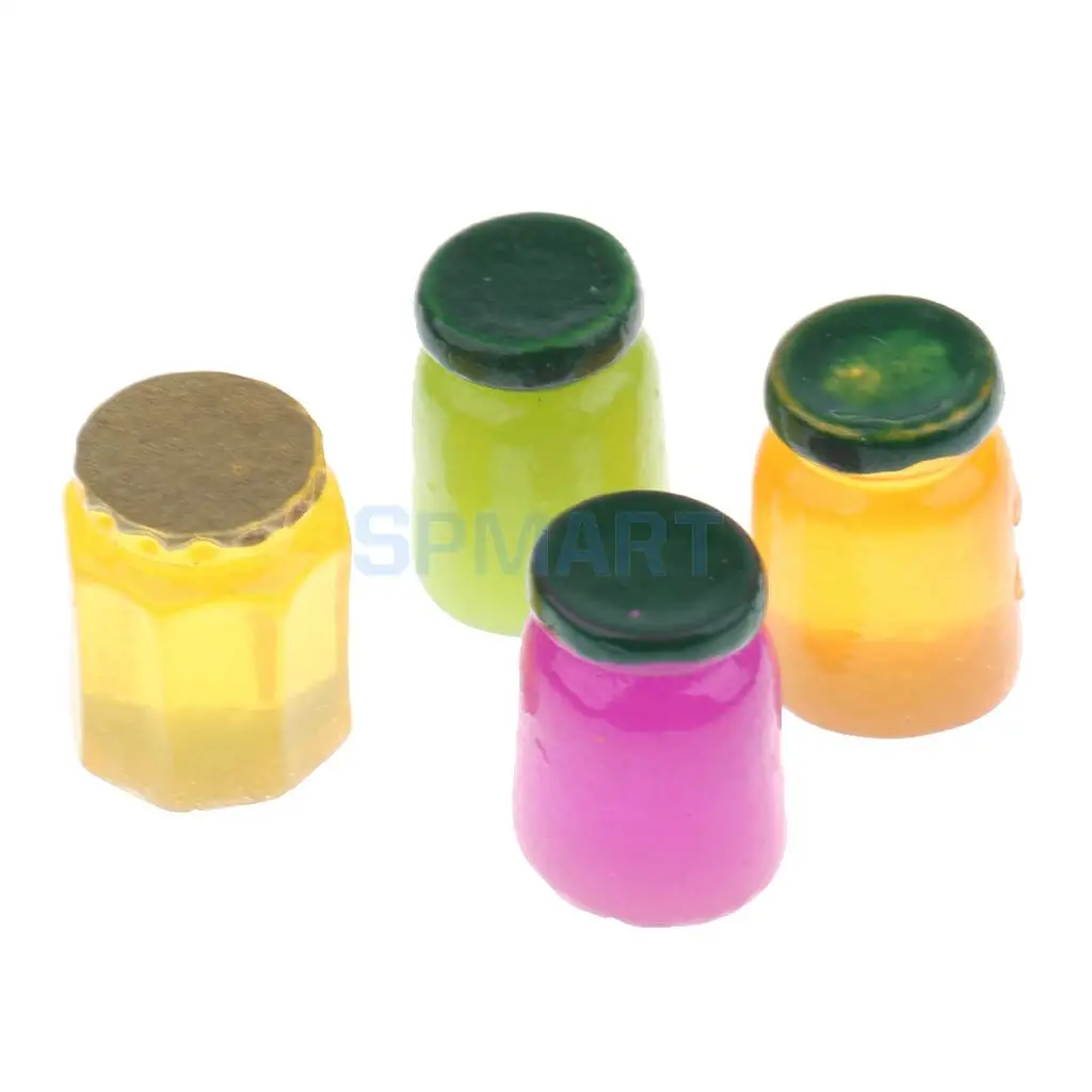 Миниатюрные кухонные украшения для кукольного домика 4 банки джема еда ужина