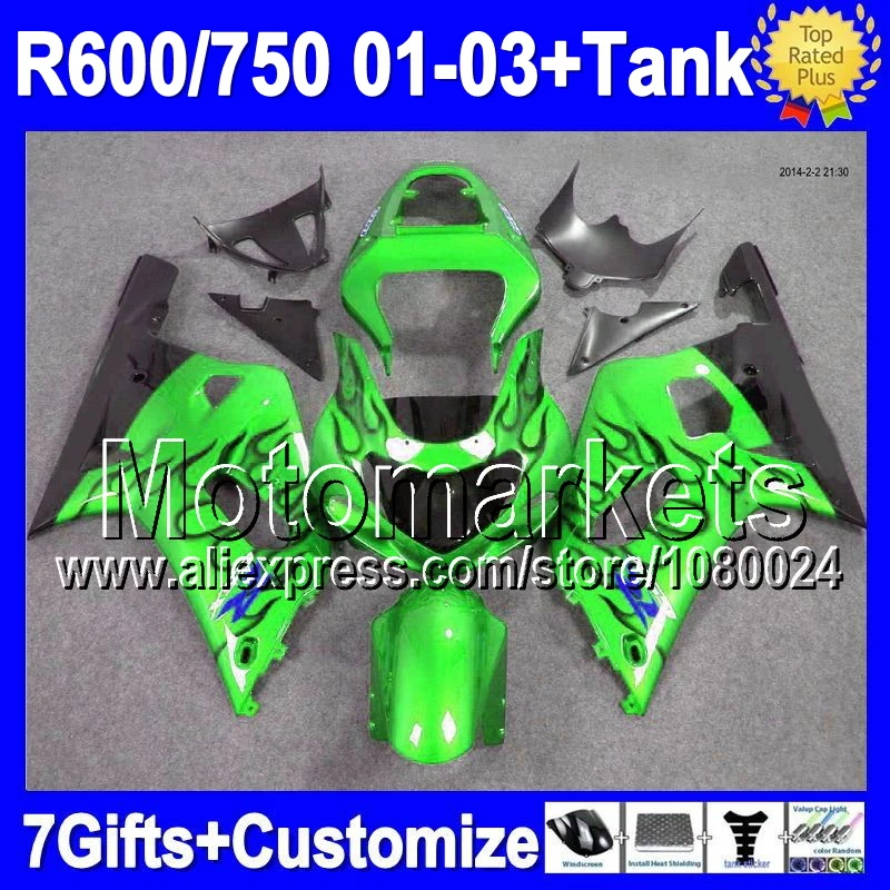 Черный пламя + бак для SUZUKI 01 02 03 GSXR600 2001 2002 2003 3 #292 GSXR750 GSXR 600 750 GSX R600 R750 K1 черный