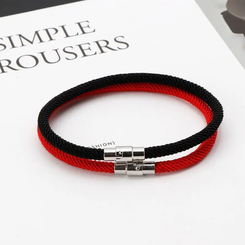 

Lucky Kabbalah Red Black Braided String Bracelets With Magnetic Clasp Jewelry