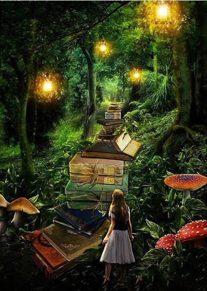 Красный Полная дрель 5D DIY Алмазная картина "книжная дорога" 3D Алмазная вышивка крестиком Мозаика домашний декор - Цвет: Красный