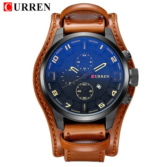 khaki black Curren Часы мужские Топ бренд класса люкс стимпанк Классические наручные часы мужские водонепроницаемые военные часы мужские relogio masculino - Цвет: khaki black