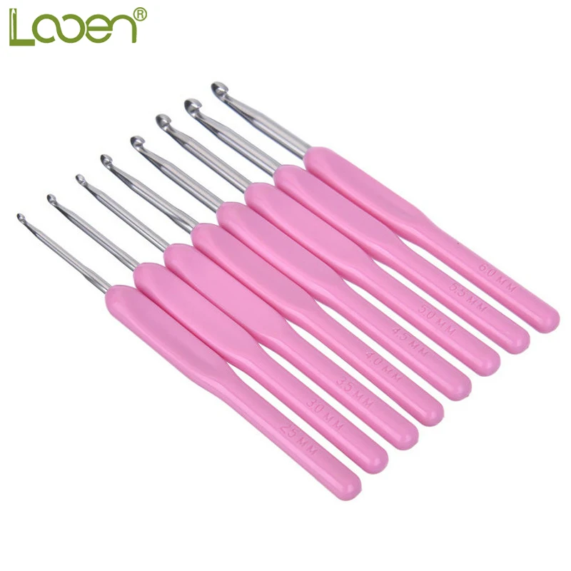 Набор из 8 алюминиевых крючков для вязания крючком многоцветные мягкие