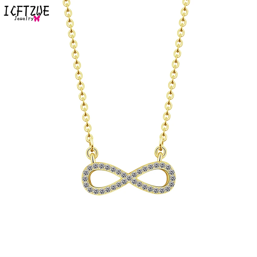 ICFTZWE Gold Erkek Kolye Best Friend CZ Charm ожерелье с кулоном бесконечность женское Массивное
