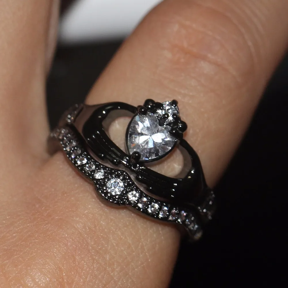 Лидер продаж Claddagh модные ювелирные изделия 10kt черный золотой Заполненный Белый