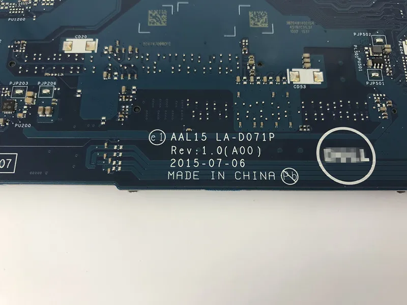 Для Dell 5559 Материнская плата ноутбука AAL15 LA-D071P I7-6200U тест
