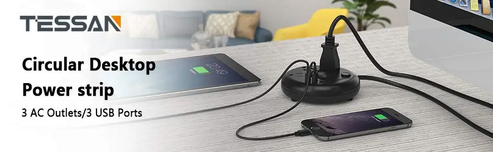 Tessan дорожная USB лента питания 3 розетки переменного тока и 3 usb порта настольная розетка с переключателем управления удлинительная Розетка силовая полоса США