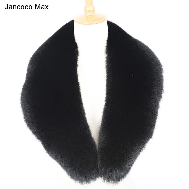 Black Jancoco Max, новинка, зимний воротник из натурального меха серебристой лисы, высокое качество, модный шарф, шуба, парка, воротники, S7307 - Цвет: Black