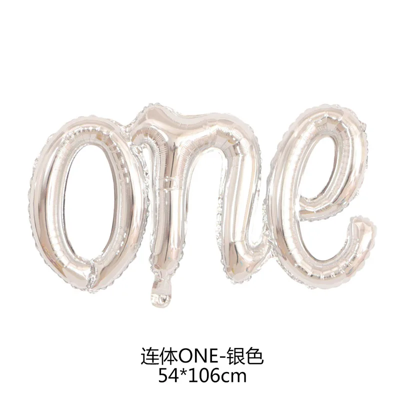 silver one GIHOO Blue link One Boy розовое золото девочка ребенок письмо фольги шарики, День подарков будущей матери для празднования первого дня рождения декоративные шары надувной шар - Цвет: silver one