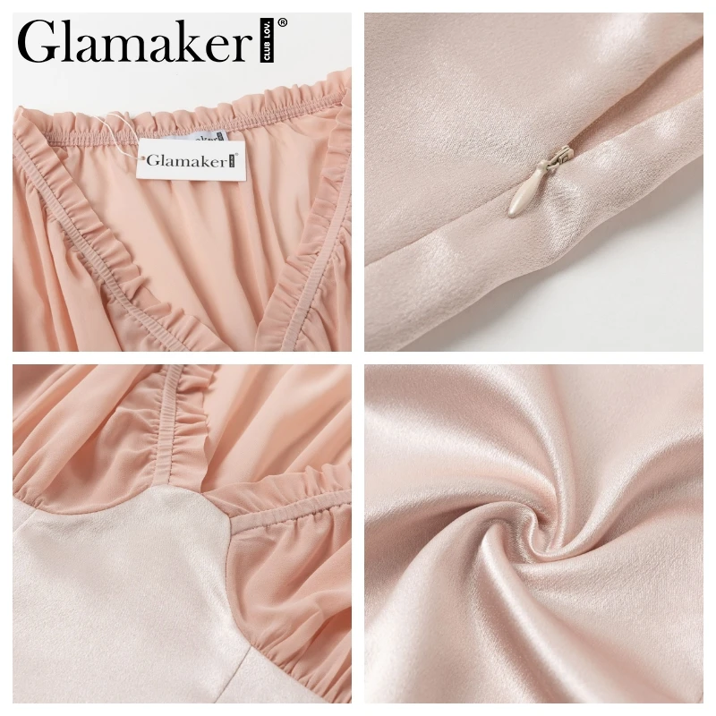Женское платье-мини Glamaker вечернее платье с длинным рукавом и треугольным вырезом