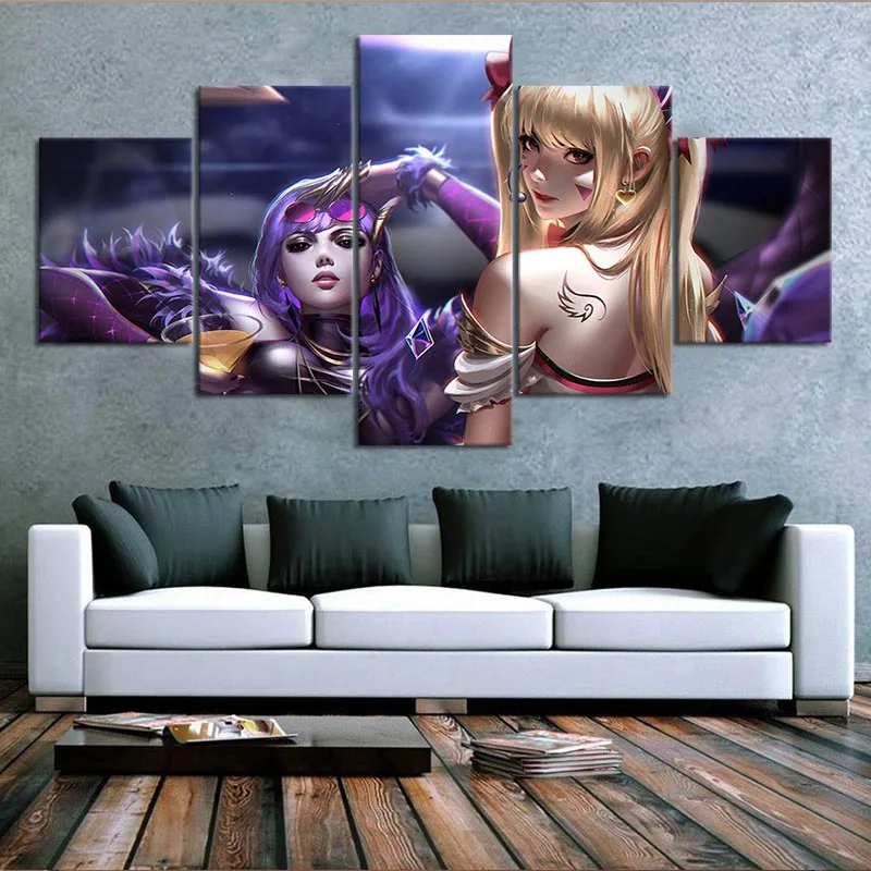 Живопись холст домашний декор фото партиями по 5 комплектов легенды Лига Evelynn и Ahri