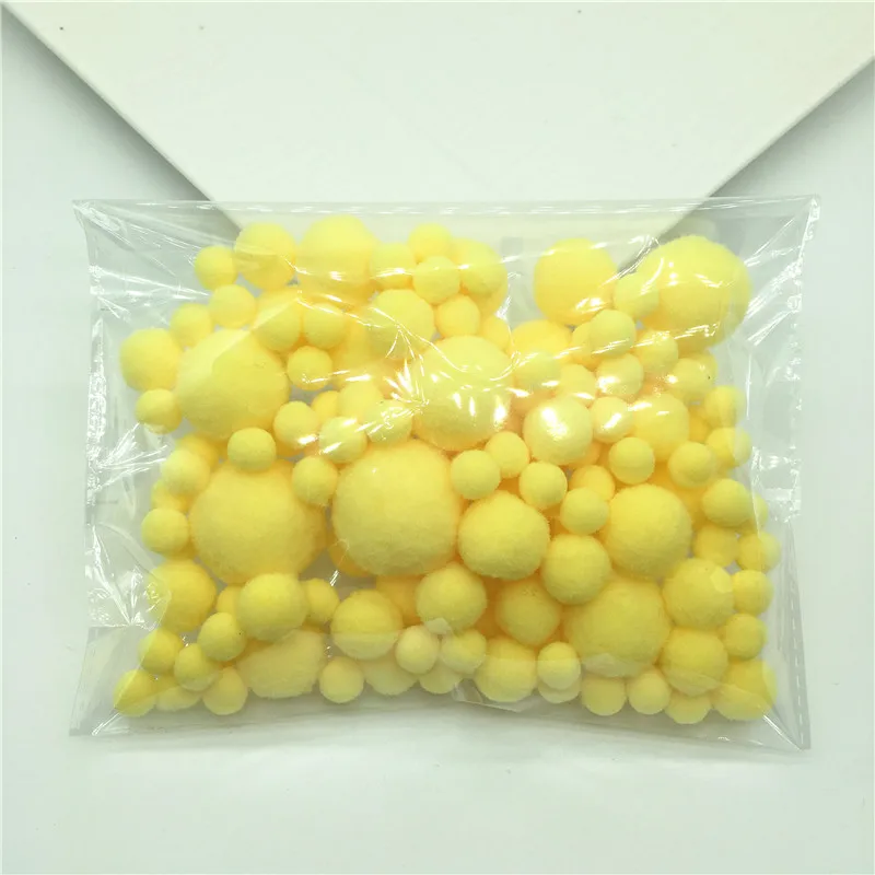Mix C35 Light Yellow 20 г мульти размер смешанные цвета помпон мех ремесло DIY мягкие помпоны бальное свадебное украшение/клей на ткани аксессуары от 8 мм до 30 мм - Цвет: Mix C35 Light Yellow