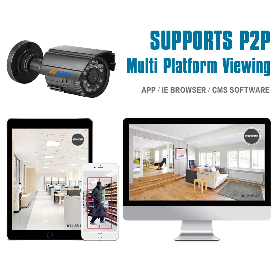 Besder 48 В PoE HD 720 P IP Камера Пуля Мобильный просмотра ИК Ночное видение 1 МП P2P