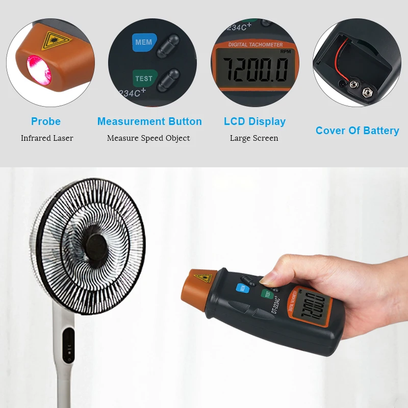 Профессиональный цифровой автоматический тахометр Бесконтактный лазерный