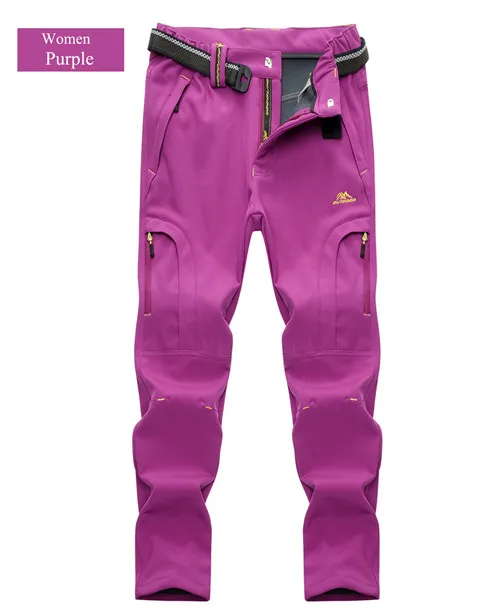 women purple UNCO& BOROR wo мужские брюки Зимние флисовые брюки карго дышащие теплые ветрозащитные водонепроницаемые брюки Размер 6XL, 7XL, 8XL - Цвет: women purple